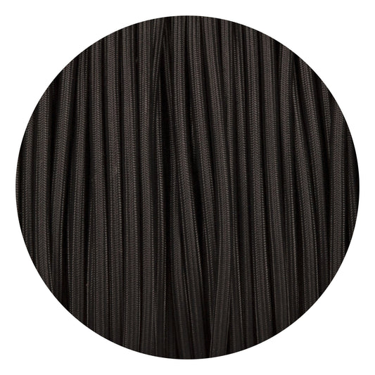 Black Round Fabric Braided Cable - Lightspares
