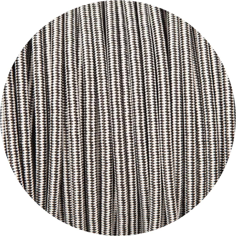 Black & White Diamond Round Fabric Braided Cable - Lightspares