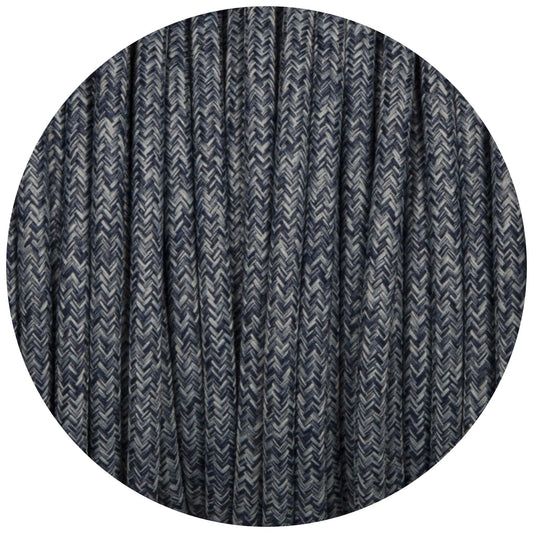 Denim Canvas Round Fabric Braided Cable - Lightspares