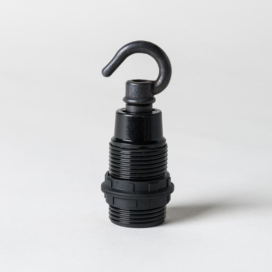 E14 Black Plastic Lampholder with hook - Lightspares