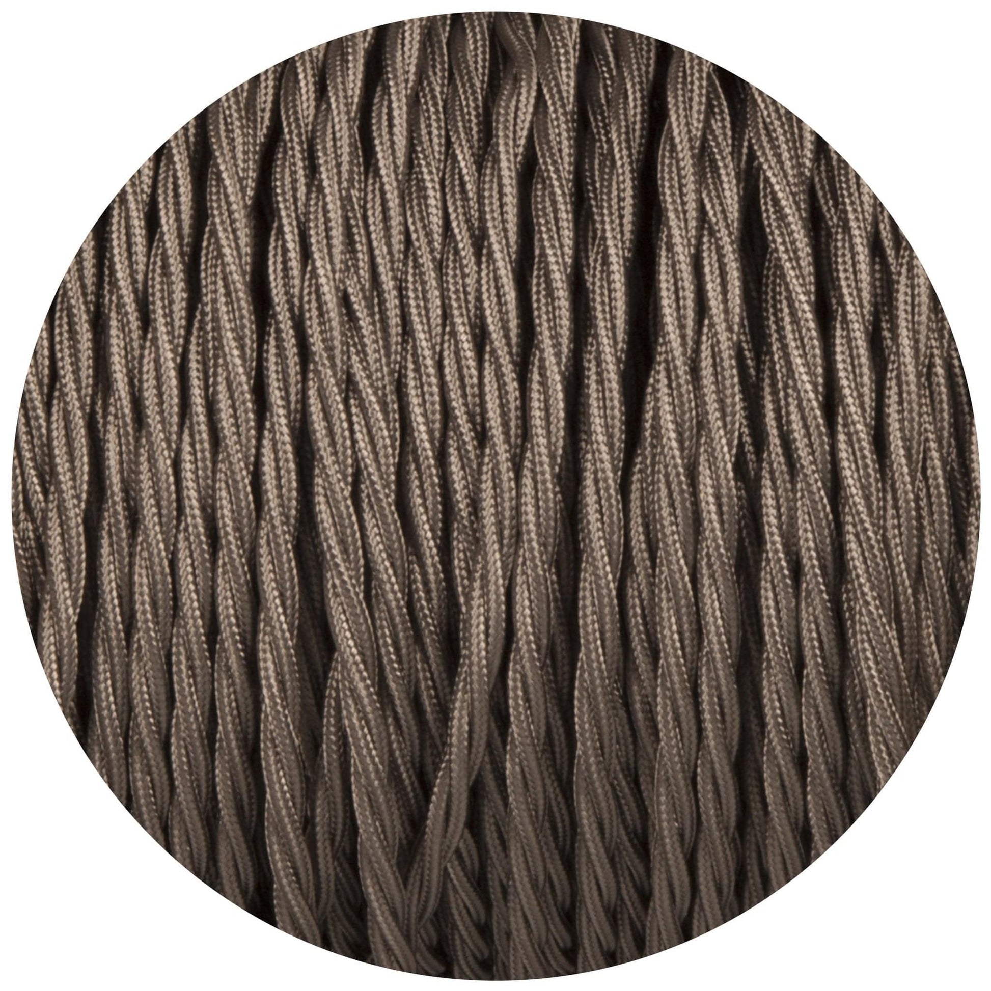 Elephant Grey Twisted Fabric Braided Cable - Lightspares