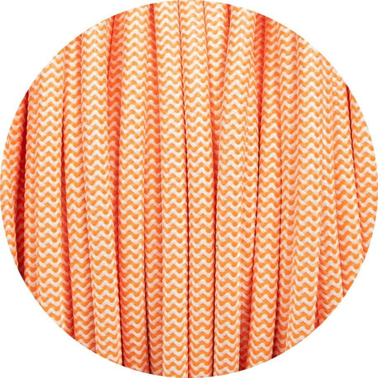 Flouro Orange & White Round Fabric Cable - Lightspares