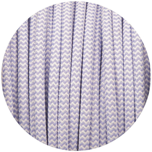 Light Purple & White Round Fabric Cable - Lightspares