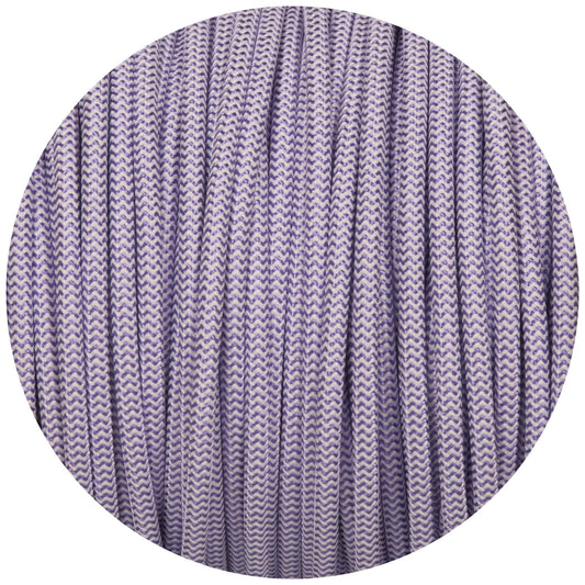 Purple & White Round Fabric Braided Cable - Lightspares