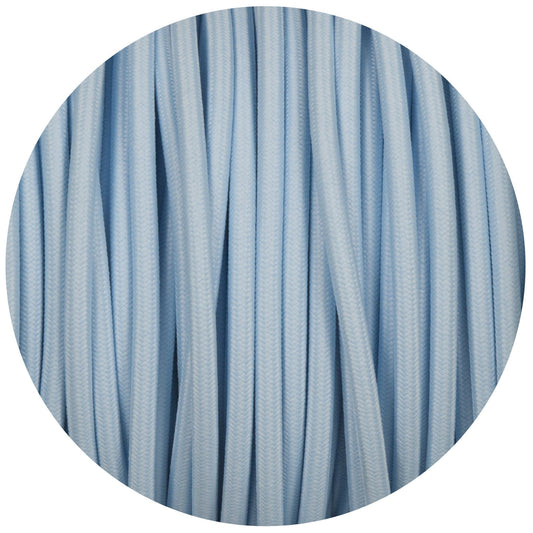 Round Fabric Lighting Cable in Baby Blue - Lightspares