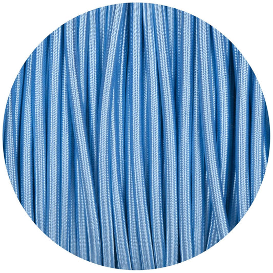 Sky Blue Round Fabric Braided Cable - Lightspares