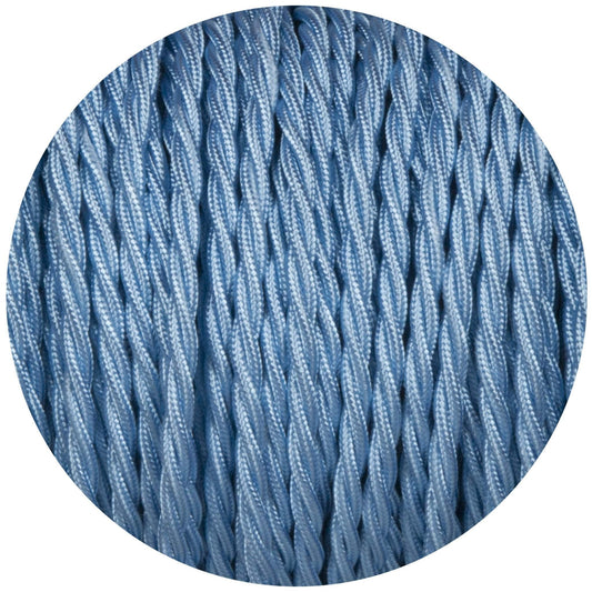 Sky Blue Twisted Fabric Braided Cable - Lightspares