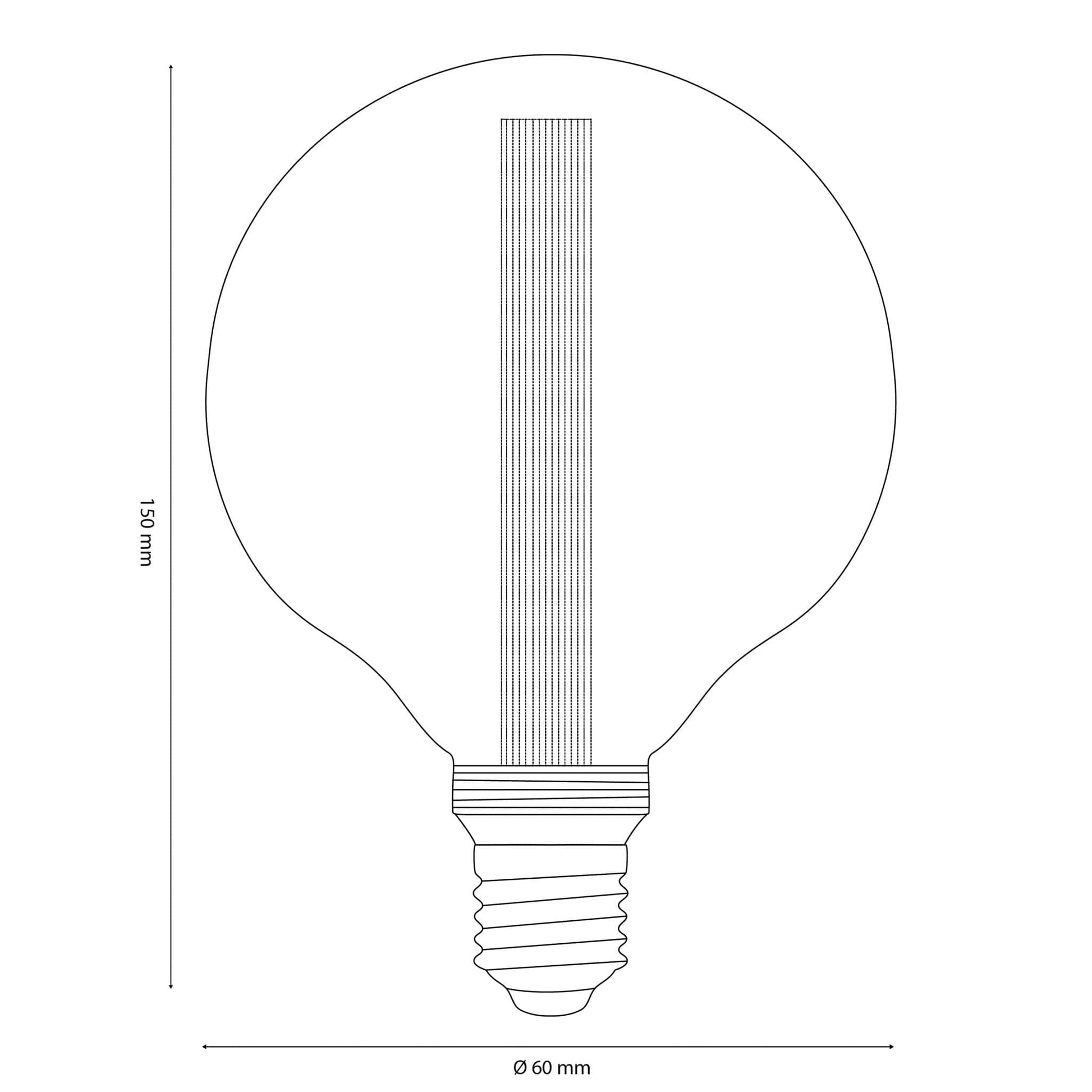 Vintlux E27 Dimmable LED Filament Lamp 2.3W G95 50lm 1800K Rainn Globe Smoke - Lightspares