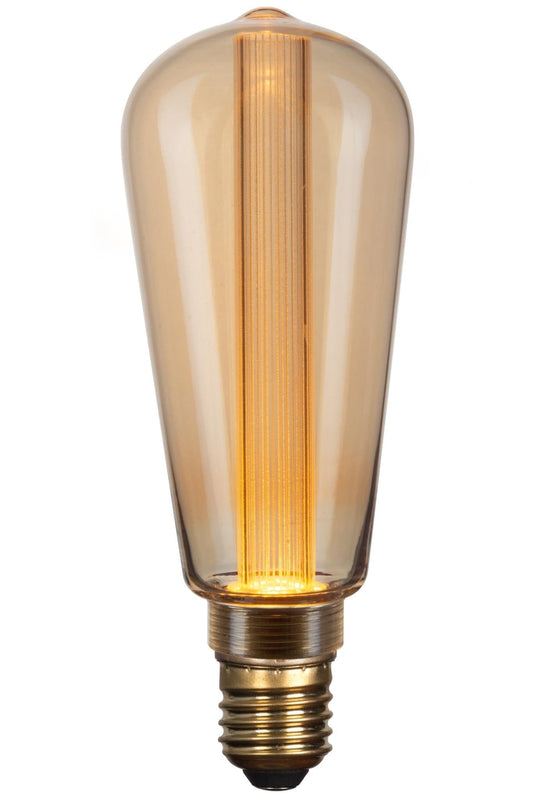 Vintlux E27 Dimmable LED Filament Lamp 2.3W ST60 120lm 2200K Rainn Edison Gold - Lightspares