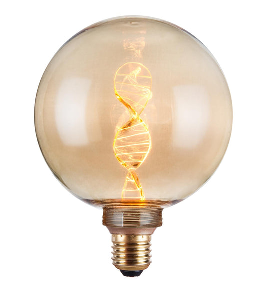 Vintlux E27 Dimmable LED Filament Lamp 4W G125 110lm 1800K Kyodai DNA Globe XL Gold - Lightspares